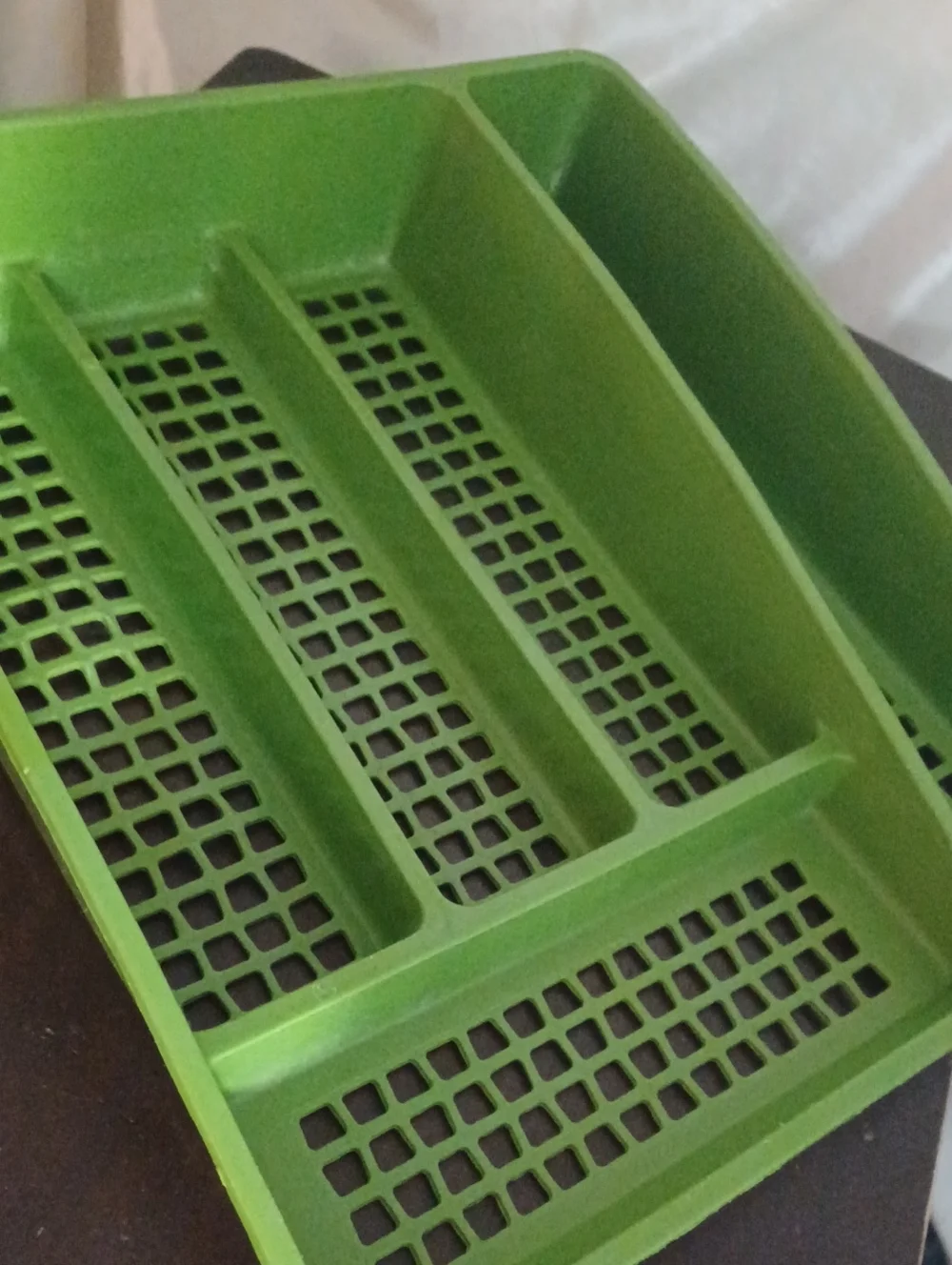 Vintage Large Avocado Plastic Silverware Organizer Drawer Tray Cultery Organizer